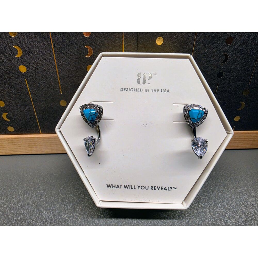 Bomb Party ER40600 These Ears Don’t Whisper Turquoise Ear Jacket Earrings NWT